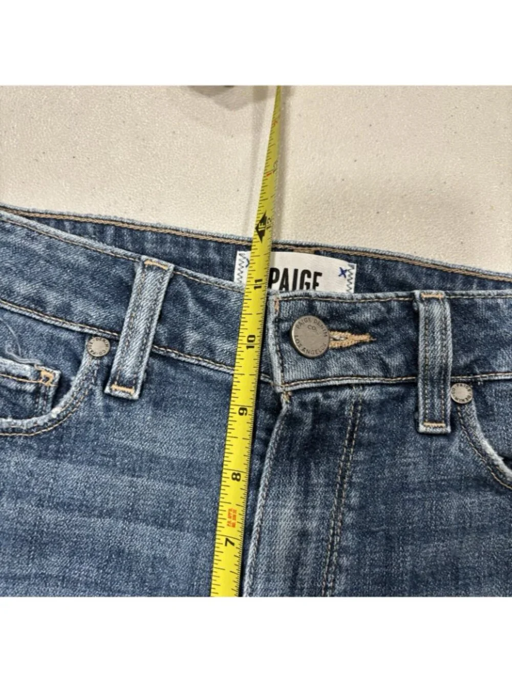 Paige Denim  Margot Short Dark Wash High Waisted Orna Destructed Size 26